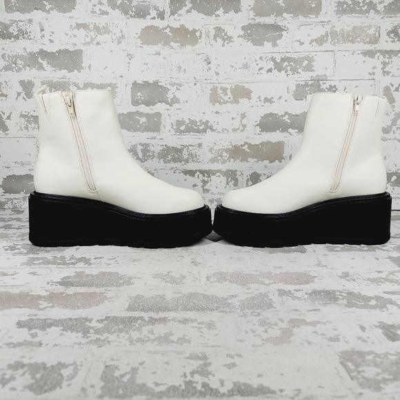 NEW Bp. Milo White Faux Leather Zip Up Platform Ankle Boots W668 - Picture 7 of 12